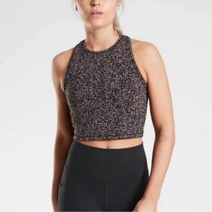 ATHLETA Shanti Crop Jacuard Tank Top Size XS Black and Brown